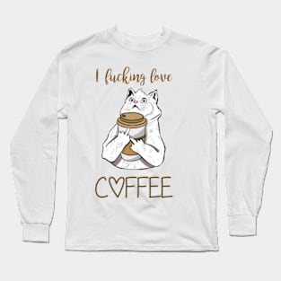 Crazy Caffeine Cat Long Sleeve T-Shirt